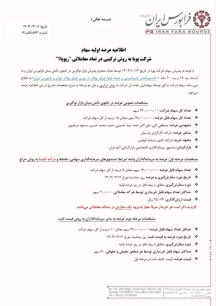 عرضه اولیه رپویا